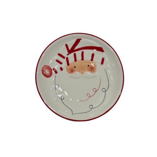 White Ceramic Plate with Santa Face