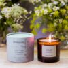 Stoneglow's Cotton Flower Candle Tumbler from The Walled Garden Collection, featuring a natural wax blend and delicate floral scent of rose, jasmine, and lily.