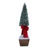 Tree with Red Velvet Bow - artificial frosted Christmas tree with red velvet bow, available in two sizes (53cm, 75cm), on square wooden base.