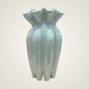 Aqua green ceramic vase with fluted detail
