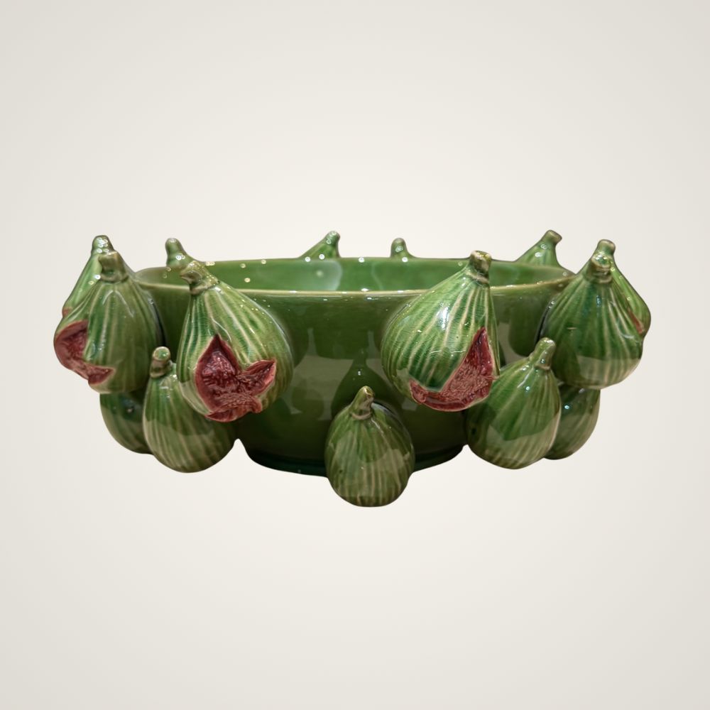 Dark Green Fig Bowl glossy ceramic home décor piece