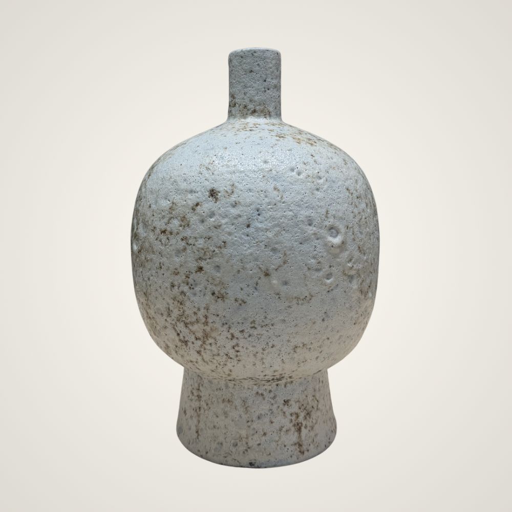 Organic ceramic vase with fluted neck